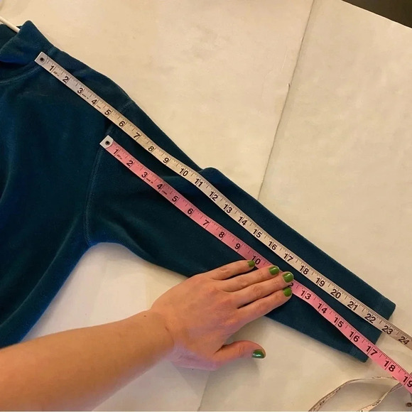 Vintage 90s Dress LL Bean Size Small Velour Mockneck Midi  Womens Teal Blue - Picture 10 of 12